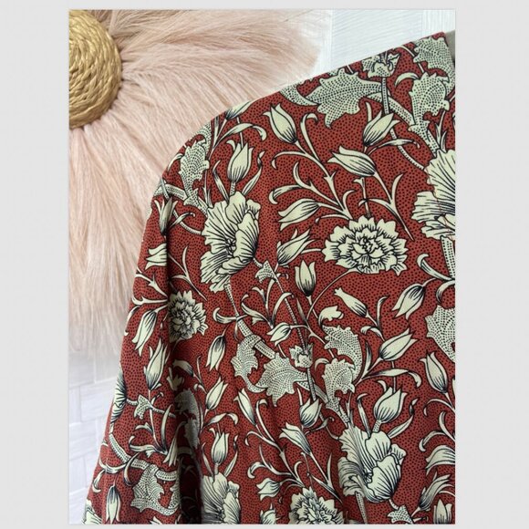 Khush Handmade Rayon Floral Brown Dress Size S - Picture 3 of 6